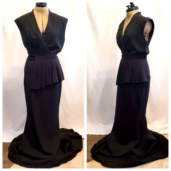 Badgley Mischka Dresses & Skirts - Badgley Mischka Women's Mermaid Gown 6 Black V-Neck Cap Sleeve Eveningwear